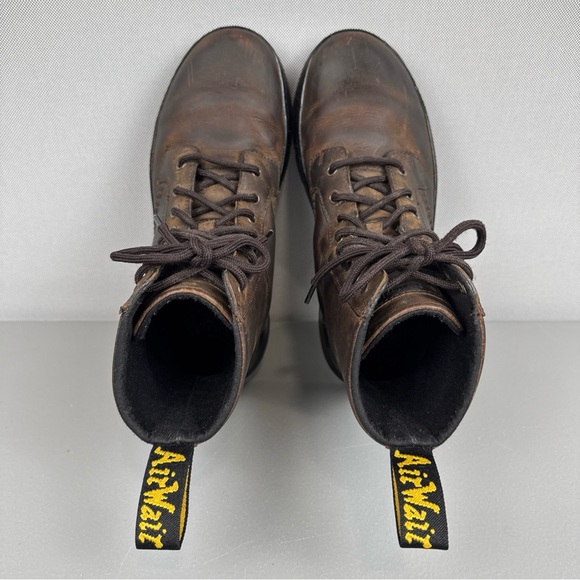 Dr Doc Martens Combs Leather Crazy Horse Boots Women 8 Men 7 Brown AirWair 8 Eye - Picture 6 of 11